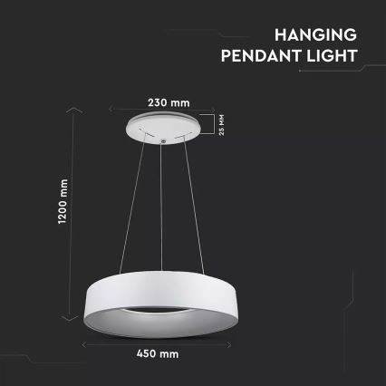 LED Lámpara colgante regulable con cable LED/20W/230V