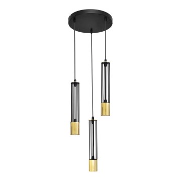LED Lámpara de araña de cable BARS 3xGU10/4,8W/230V negro/dorado