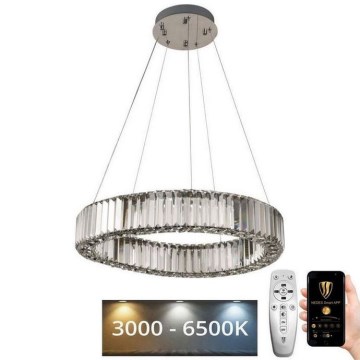 LED Lámpara de araña de vidrio regulable con cuerda LED/40W/230V 3000-6500K cromo brillante + control remoto