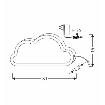 LED Lámpara de escritorio infantil CLOUD LED/11W/230V rosa