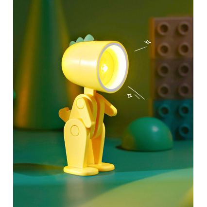 LED Lámpara de mesa LED/0,06W/3xLR41 dinosaurio amarillo