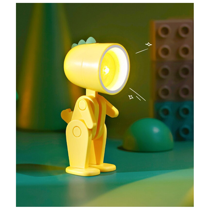 LED Lámpara de mesa LED/0,06W/3xLR41 dinosaurio amarillo