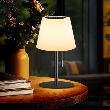 LED Lámpara solar regulable LED/2W/5V USB 1200 mAh IP44 blanco/negro