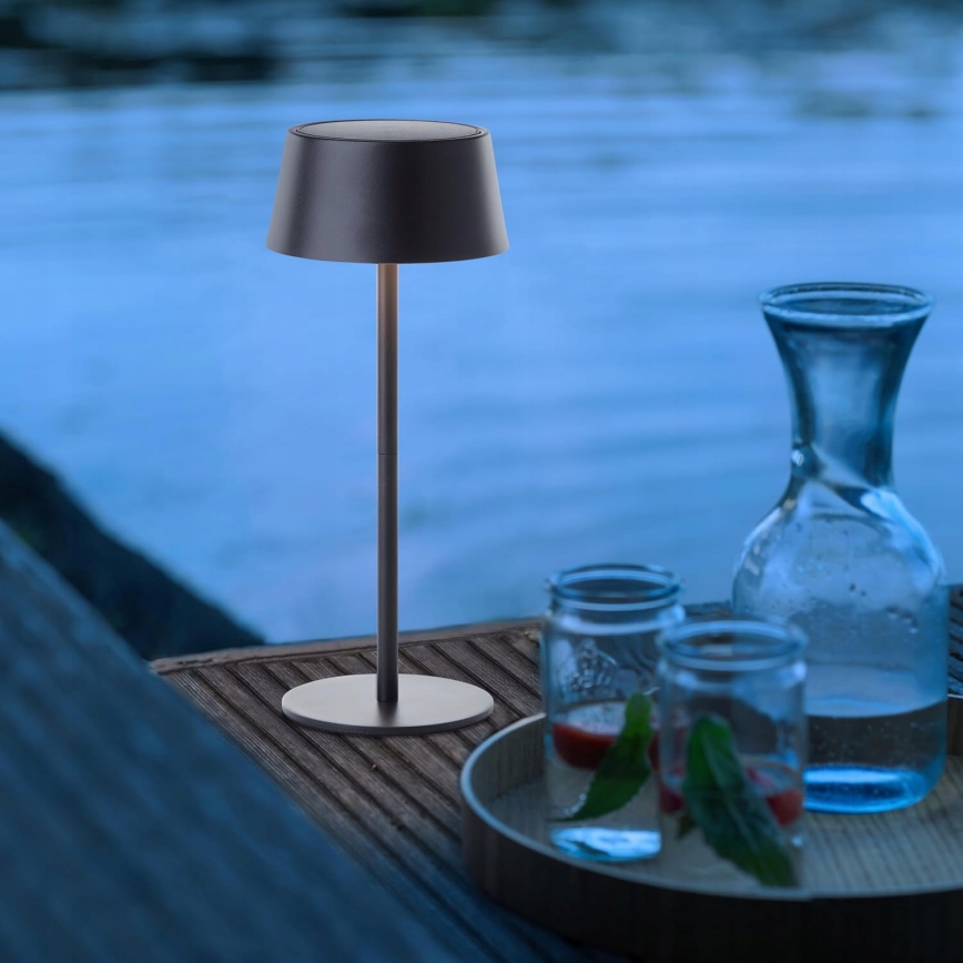 LED Lámpara solar táctil regulable LED/3W/5V USB 1800 mAh IP44 negra