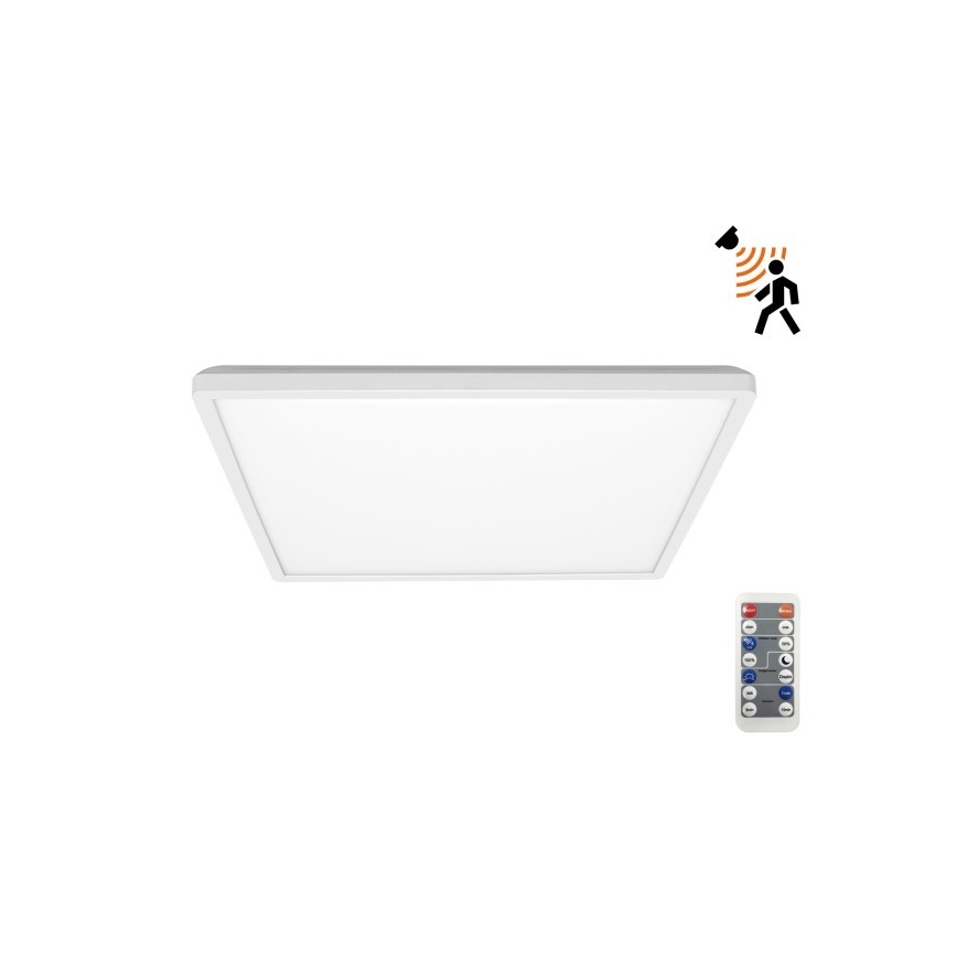 Lámpara LED para baño con sensor de movimiento y crepúsculo NIVERA LED/18W/230V IP54 3000/4000/6000K 30x30 cm blanca + mando a distancia