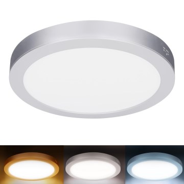 LED panel de superficie/empotrable 2 en 1 24W/230V 3000/4000/6000K Ø 30 cm IP54 plateado