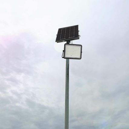 Proyector solar LED regulable para exteriores LED/15W/3,2V IP65 4000K 12000 mAh negro + mando a distancia