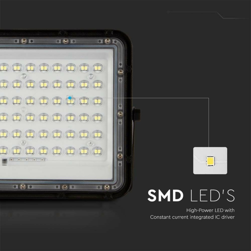 Proyector solar LED regulable para exteriores LED/15W/3,2V IP65 4000K 12000 mAh negro + mando a distancia