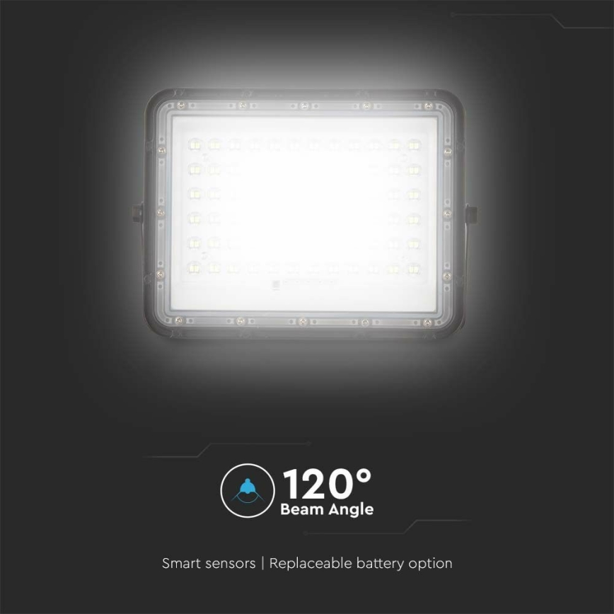 Proyector solar LED regulable para exteriores LED/15W/3,2V IP65 4000K 12000 mAh negro + mando a distancia