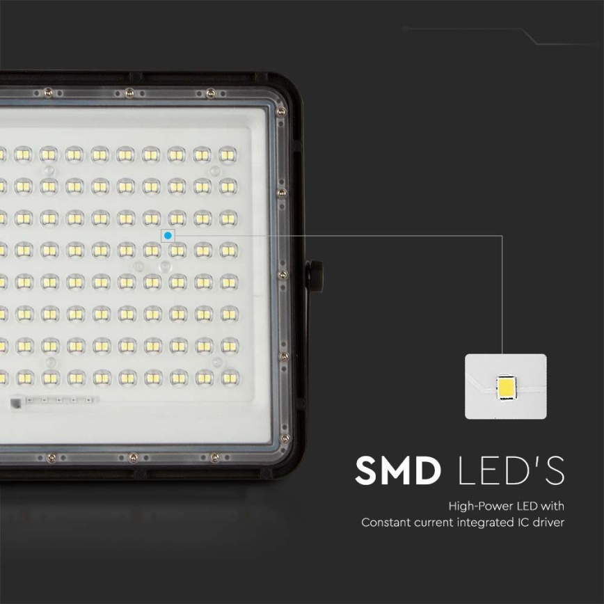 LED Proyector solar de exterior LED/20W/3,2V 6400K negro IP65 + control remoto