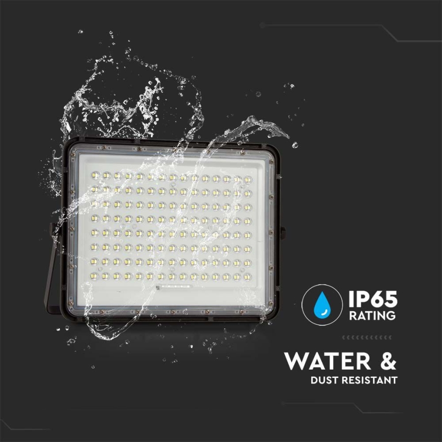 LED Proyector solar de exterior LED/20W/3,2V 6400K negro IP65 + control remoto