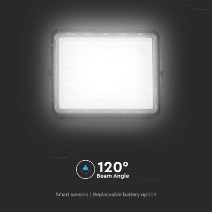 LED Proyector solar de exterior LED/20W/3,2V 6400K negro IP65 + control remoto