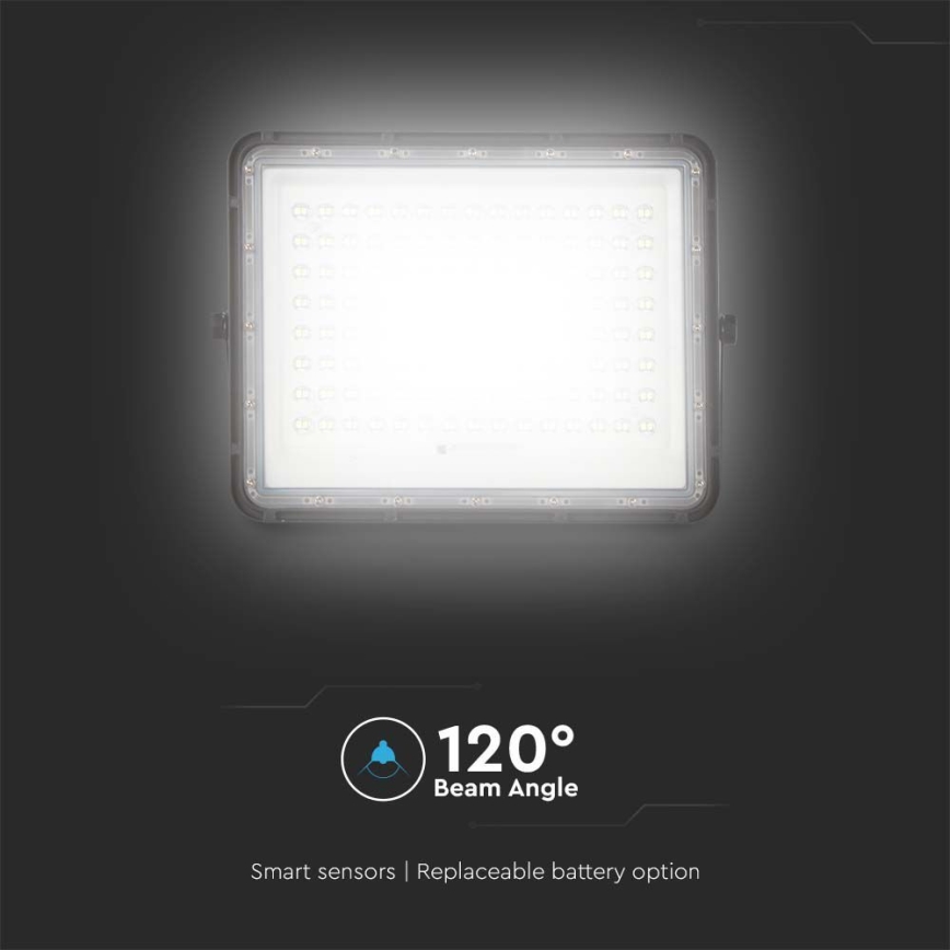 LED Proyector solar de exterior LED/20W/3,2V 6400K negro IP65 + control remoto