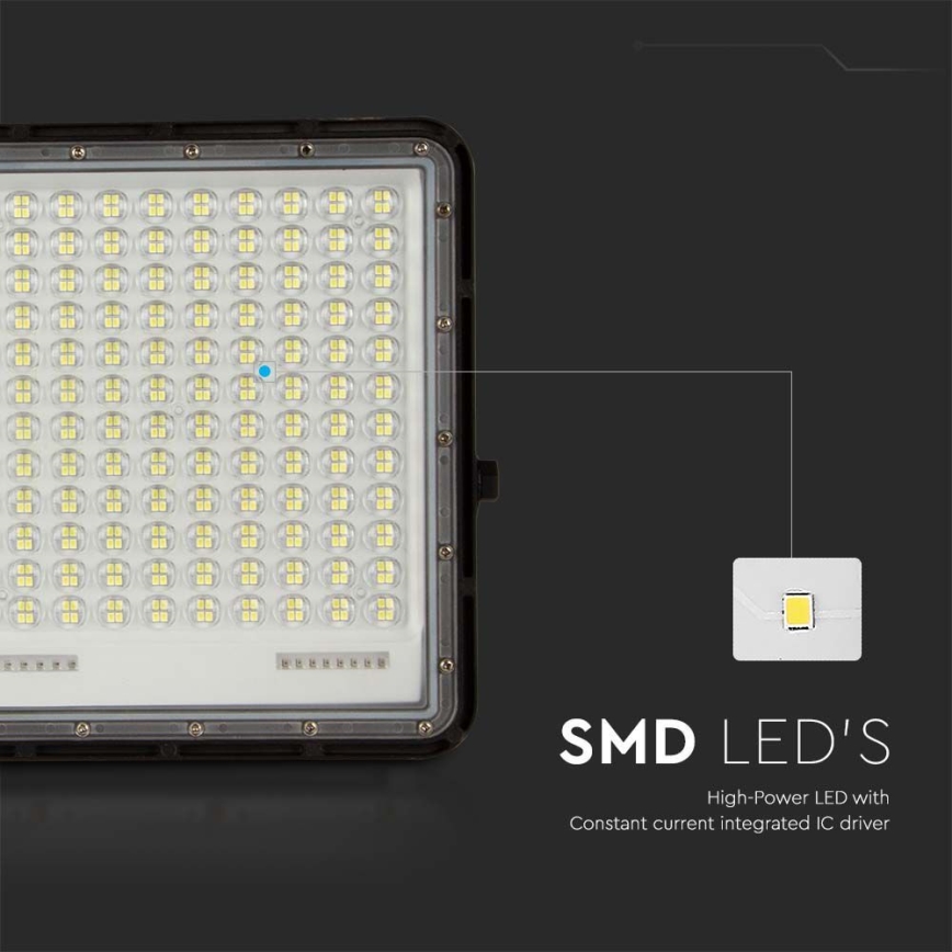 LED Proyector solar de exterior LED/30W/3,2V 4000K negro IP65 + control remoto