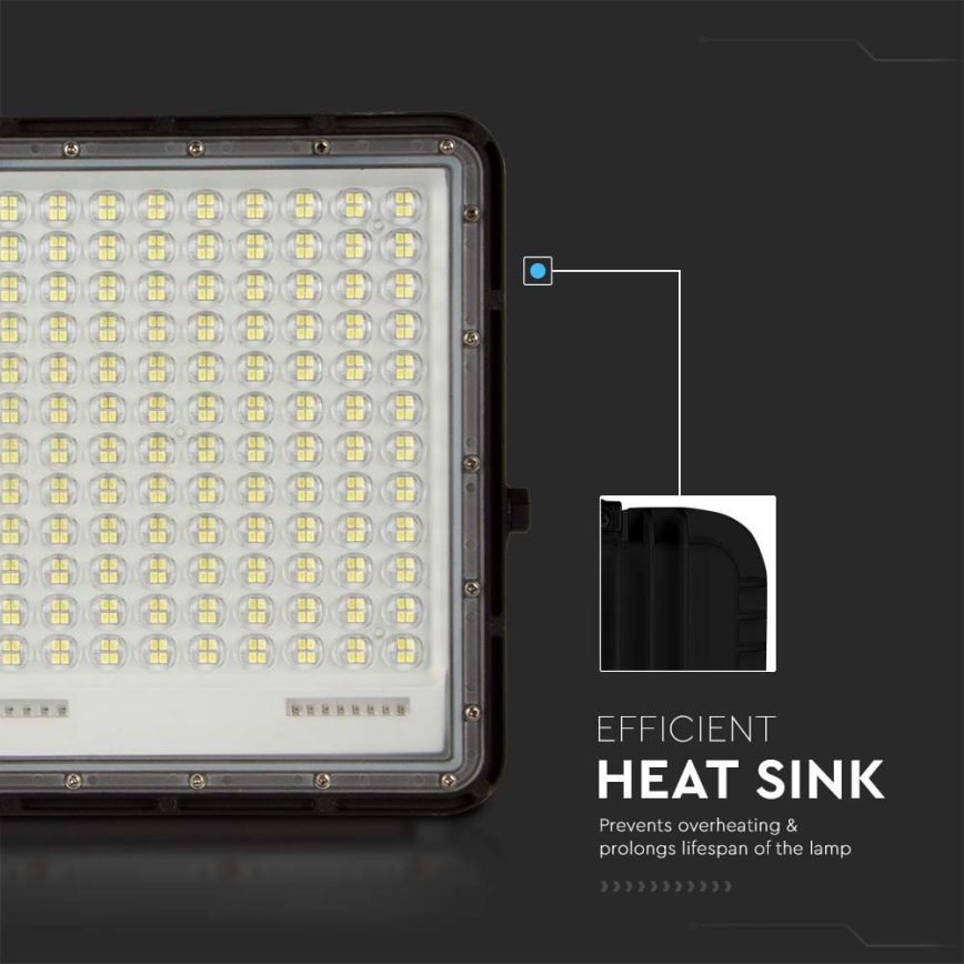 LED Proyector solar de exterior LED/30W/3,2V 4000K negro IP65 + control remoto