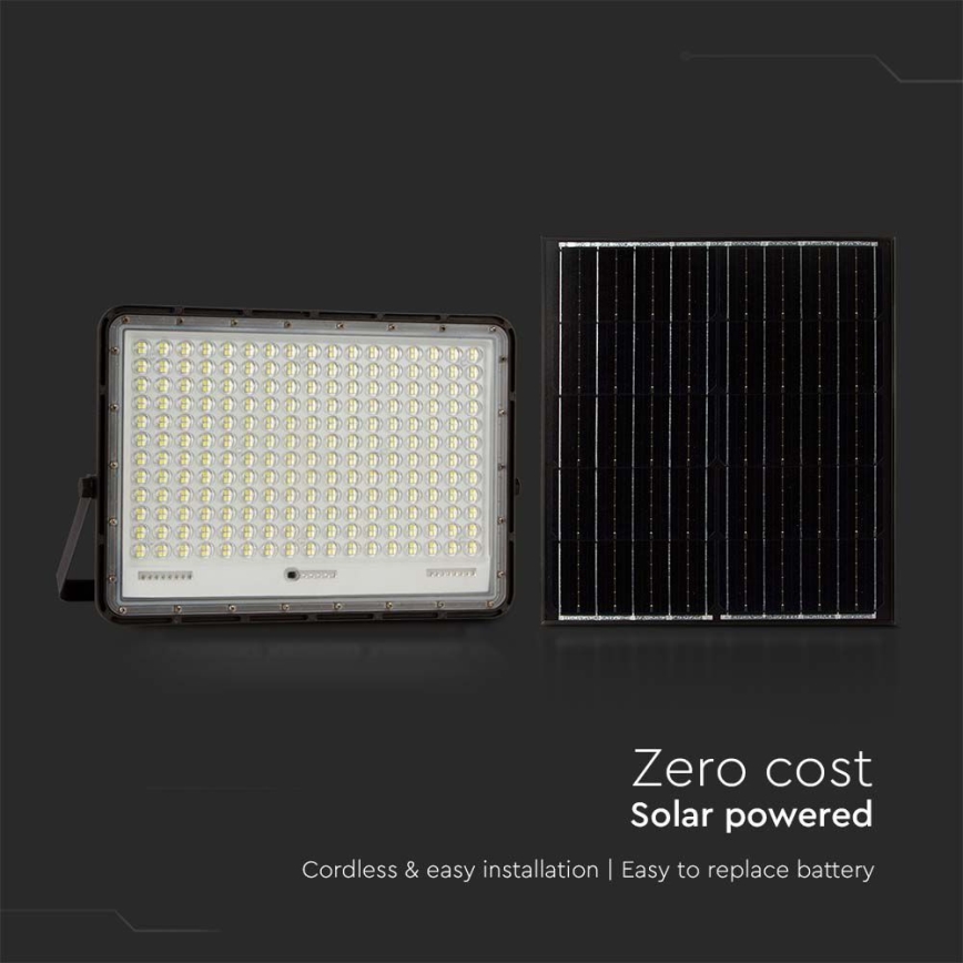 LED Proyector solar de exterior LED/30W/3,2V 4000K negro IP65 + control remoto