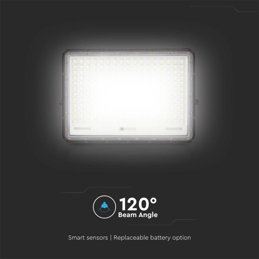 LED Proyector solar de exterior LED/30W/3,2V 4000K negro IP65 + control remoto