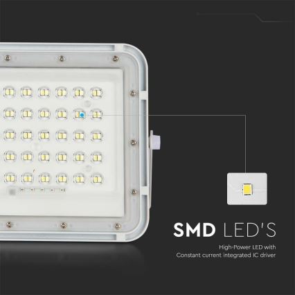 Proyector LED solar regulable para exterior LED/6W/3,2V IP65 4000K 5000 mAh blanco + mando a distancia