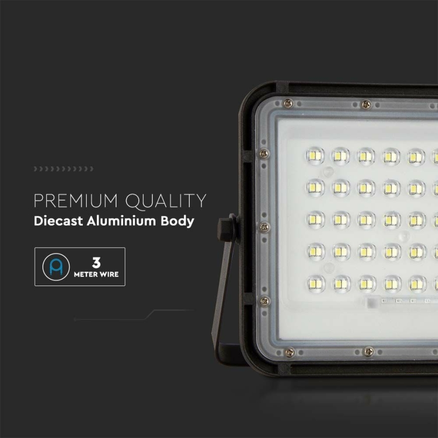 Proyector solar LED regulable de exterior LED/6W/3,2V IP65 4000K 5000 mAh negro + mando a distancia