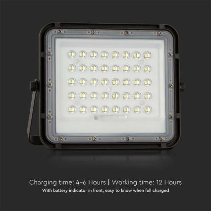 Proyector solar LED regulable de exterior LED/6W/3,2V IP65 4000K 5000 mAh negro + mando a distancia