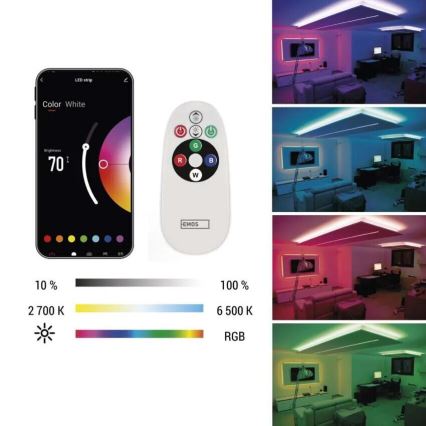 LED RGB+CCT Tira regulable GOSMART LED/21W/230V 5 m 2700-6500K IP44 Wi-Fi + control remoto