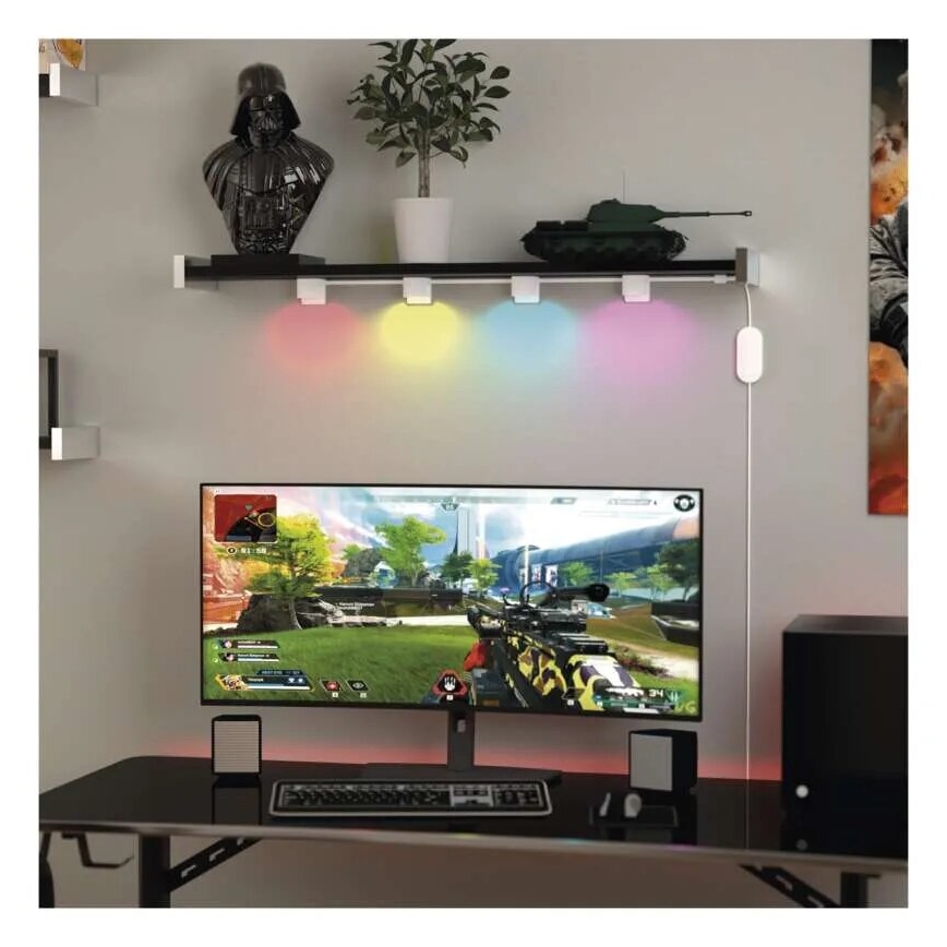 LED RGBIC+CCT Cadena decorativa con foco GoSmart - extensión 4xLED/7W/230V 85 cm Wi-Fi Tuya