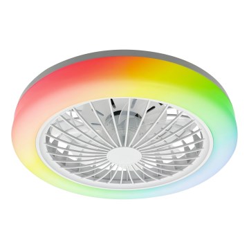 LED RGBW Lámpara de techo regulable con ventilador ZAMBIA LED/24W/230V 3000-6500K blanca + mando a distancia