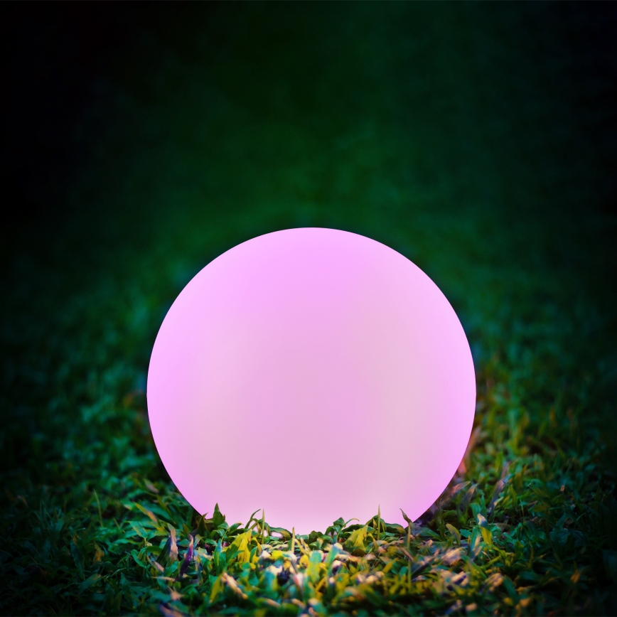 LED RGBW Lámpara solar BALL LED/3,7V 1500 mAh diá. 40 cm IP65 + control remoto