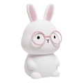 LED RGBW Lámpara táctil infantil regulable FLORKA LED/1W/5V USB 1200 mAh conejito blanco/rosa