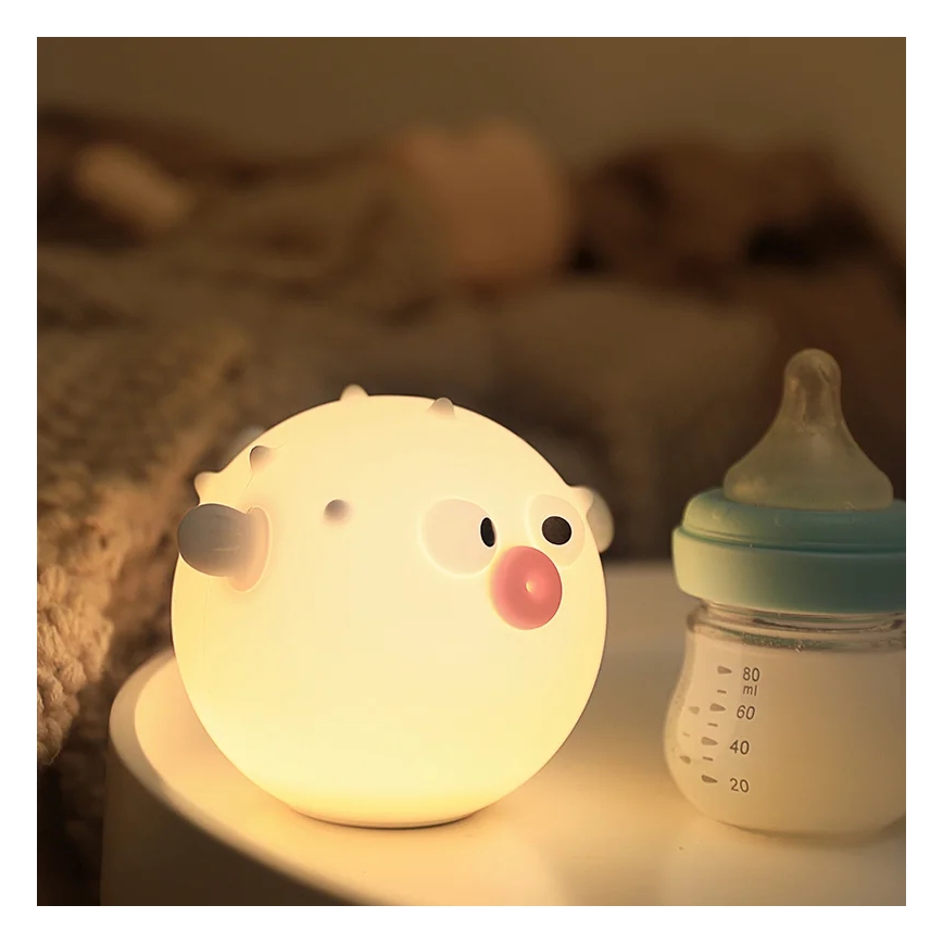 LED RGBW Lámpara táctil infantil regulable HELI LED/1W/5V USB 1200 mAh pez azul