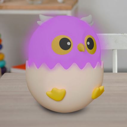 LED RGBW Lámpara táctil infantil regulable LED/1W/5V USB 1200 mAh búho azul
