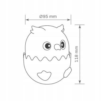 LED RGBW Lámpara táctil infantil regulable LED/1W/5V USB 1200 mAh búho azul