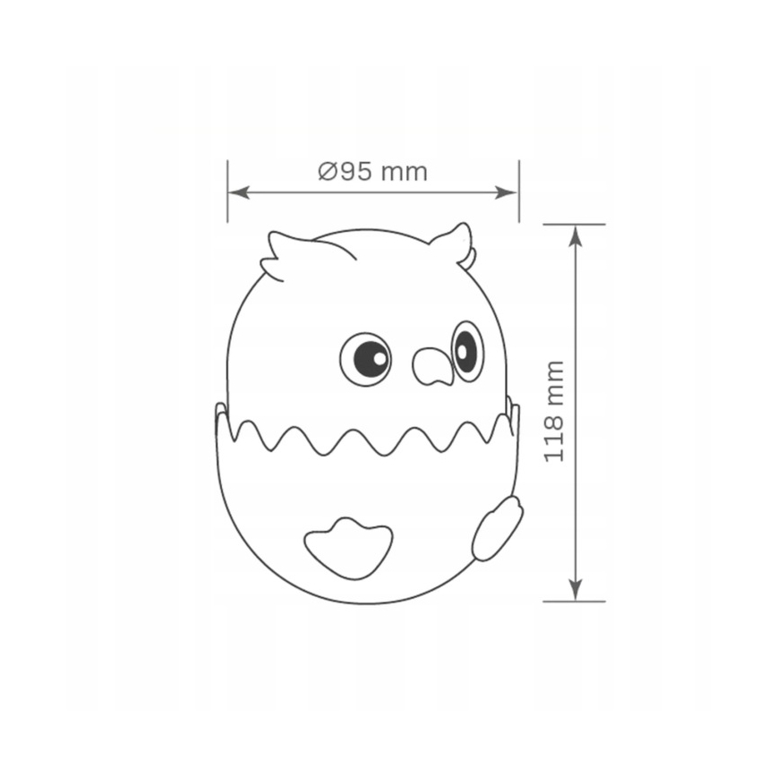 LED RGBW Lámpara táctil infantil regulable LED/1W/5V USB 1200 mAh búho azul