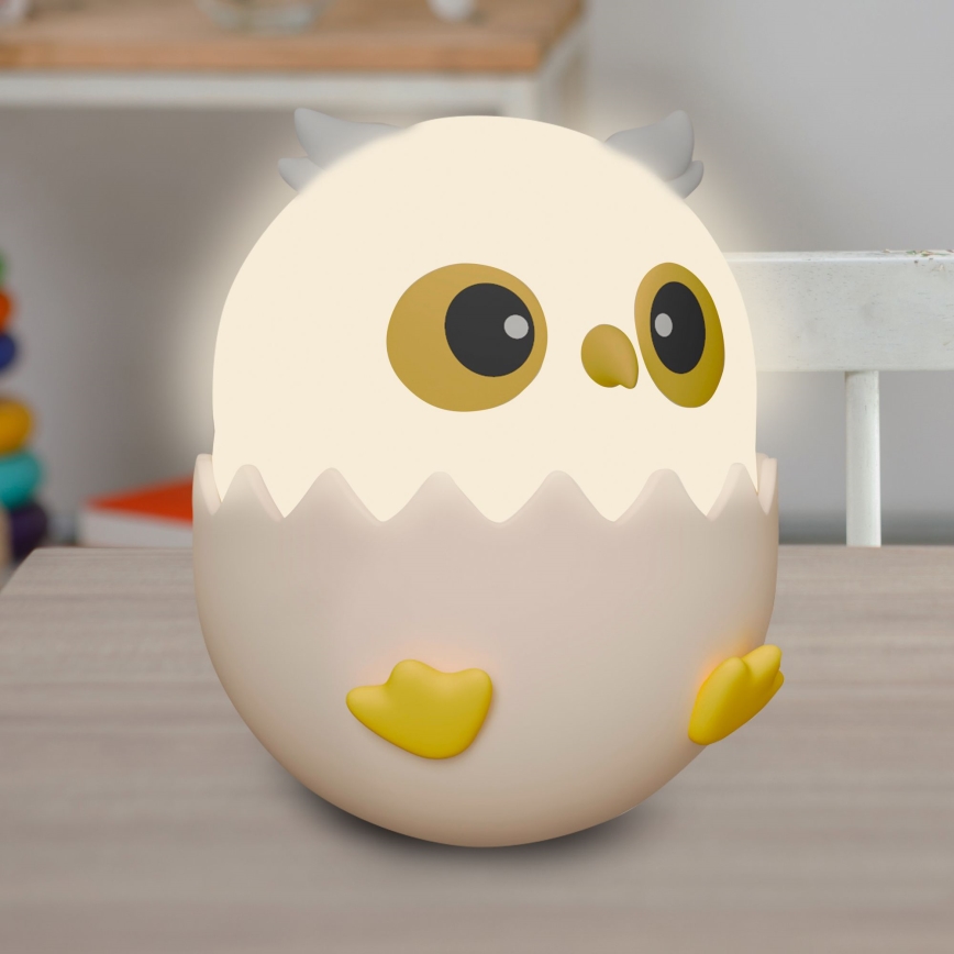 LED RGBW Lámpara táctil infantil regulable LED/1W/5V USB 1200 mAh búho rosa