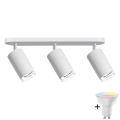 LED RGBW regulable, foco empotrable para baño TURYN 3x GU10/4,8W/230V 3000K IP44 blanco + mando a distancia