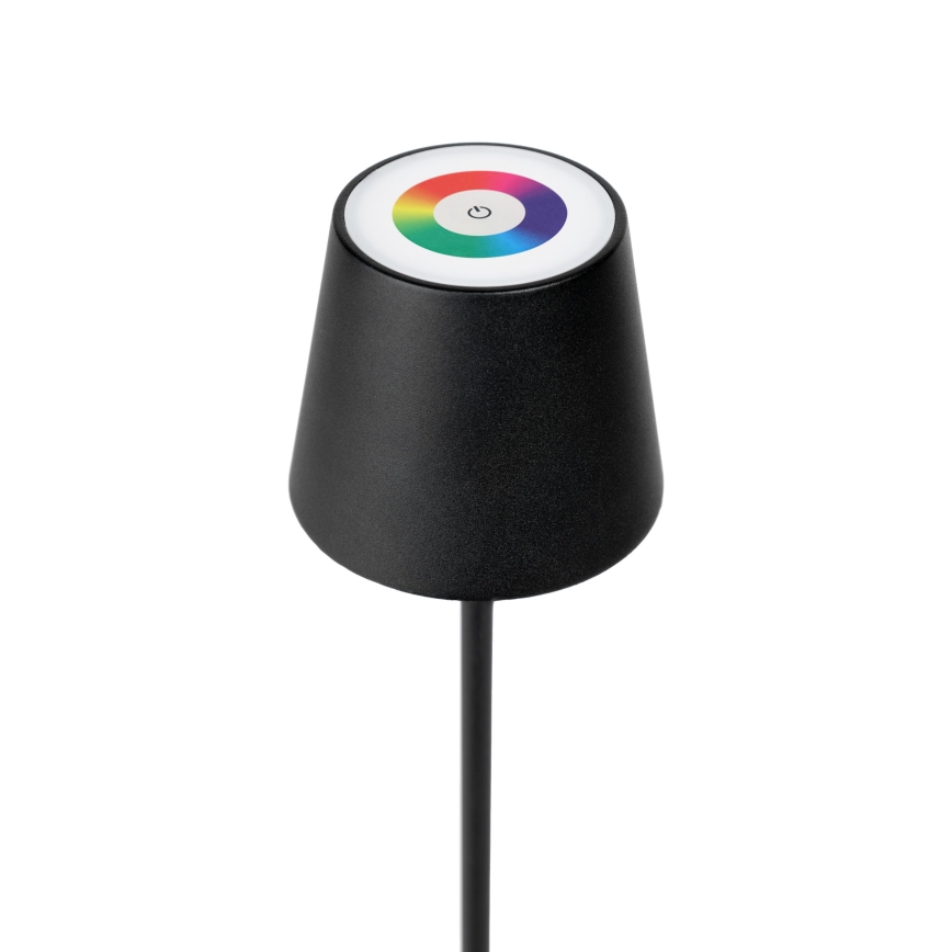 Lámpara recargable exterior LED RGBW regulable LED/1,5W/4000 mAh 3000K IP44 negra