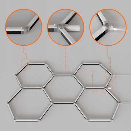 Lámpara de techo regulable LED RGBW HEXAGON LED/144W/85-265V 7000K 205x142 cm CRI 90 IP54 blanca + mando a distancia