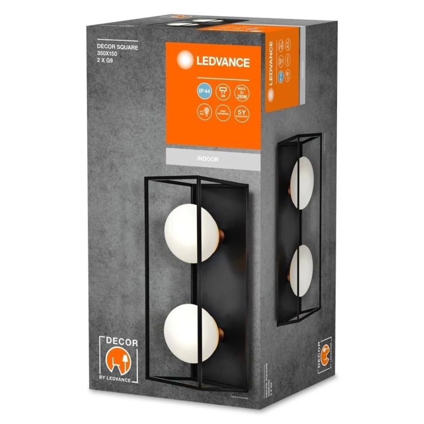 Ledvance - Aplique de pared exterior DECOR SQUARE 2xG9/28W/230V IP44