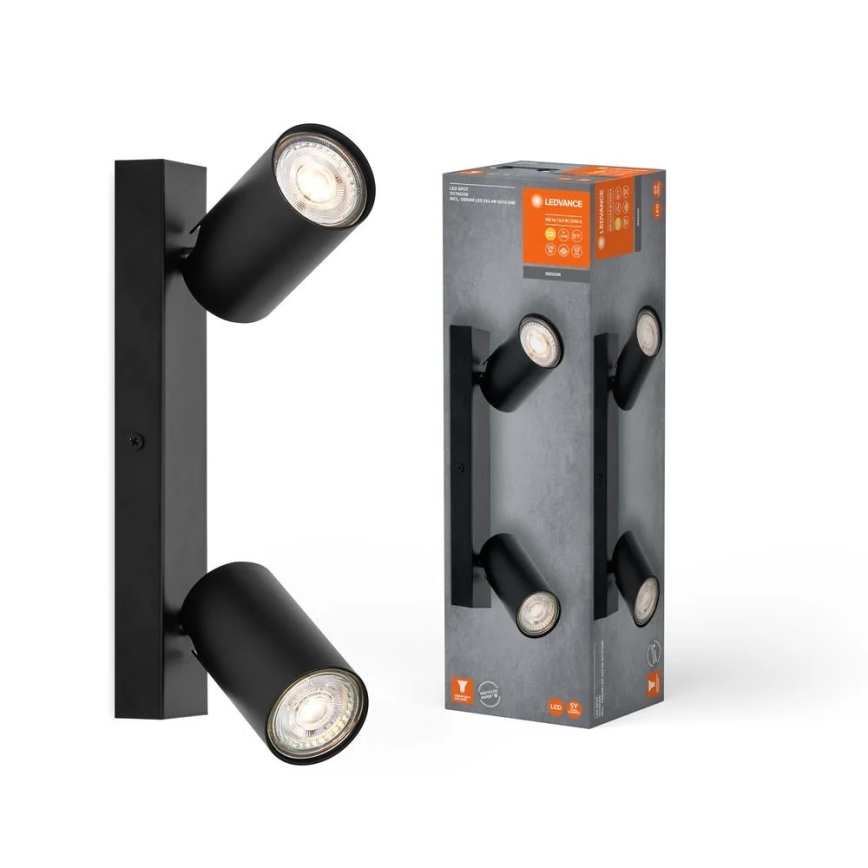 Ledvance - Aplique de pared LED orientable OCTAGON 2xGU10/3,4W/230V 2700K negro