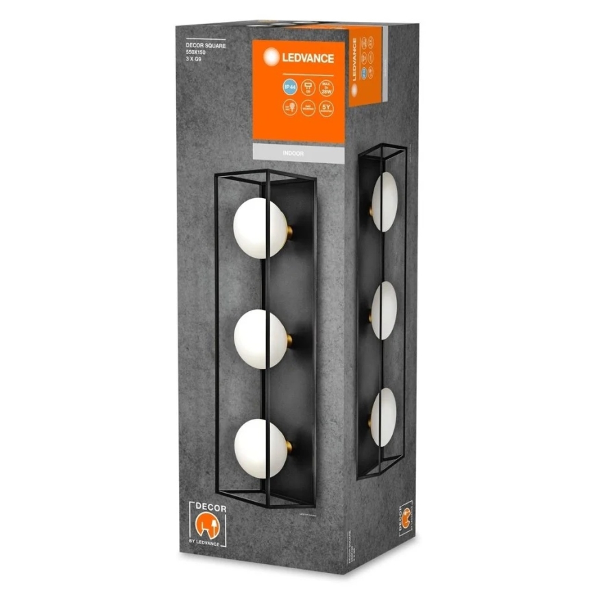 Ledvance - Aplique de pared para exterior DECOR SQUARE 3xG9/28W/230V IP44