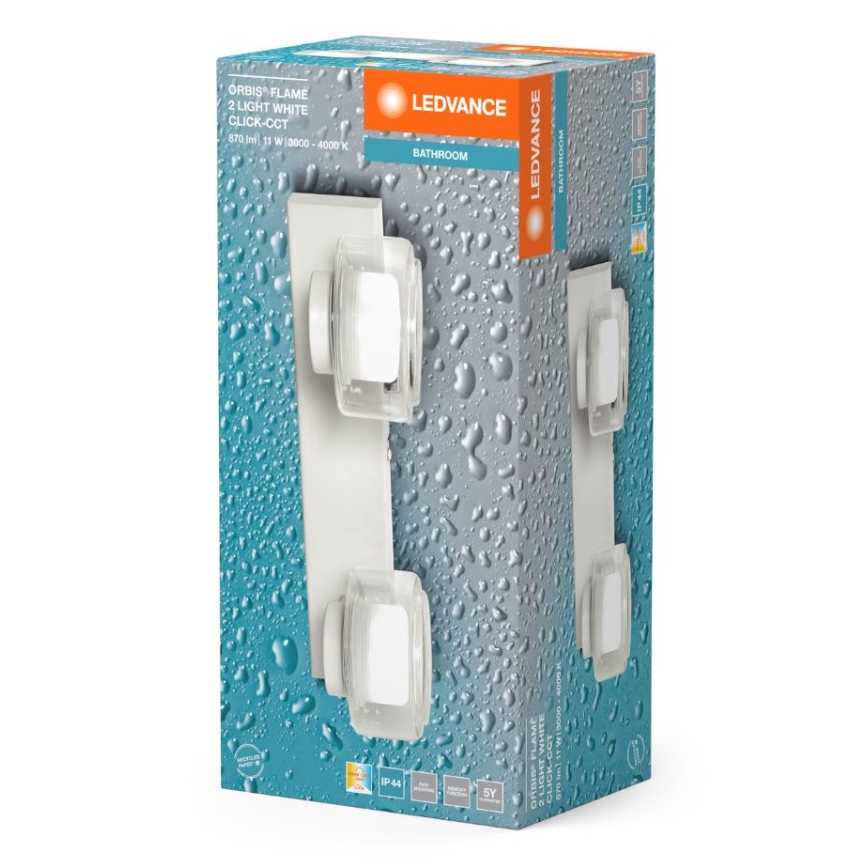 Ledvance - Aplique LED de baño ORBIS FLAME 2xLED/5,5W/230V 3000/4000K IP44 blanco