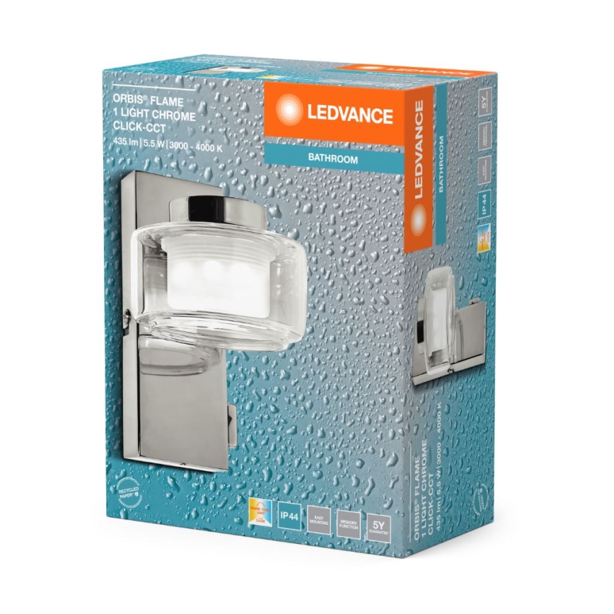 Ledvance - Aplique LED de baño ORBIS FLAME LED/5,5W/230V 3000/4000K IP44 cromo