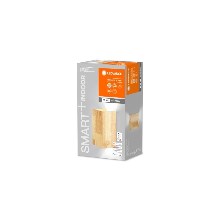 Ledvance - Aplique LED regulable SMART+ WOOD LED/12W/230V 3000-6500K Wi-Fi