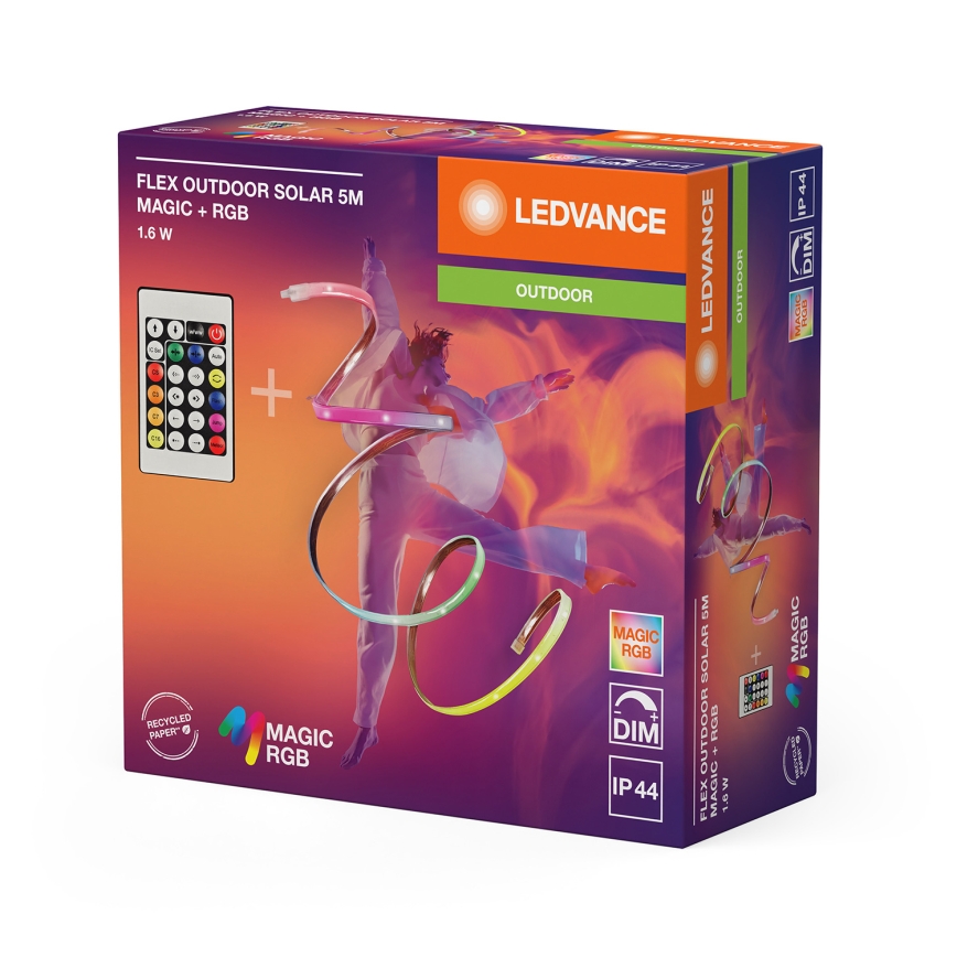 Ledvance - Tira solar LED RGB regulable FLEX MAGIC 5m LED/1,6W/5V + control remoto