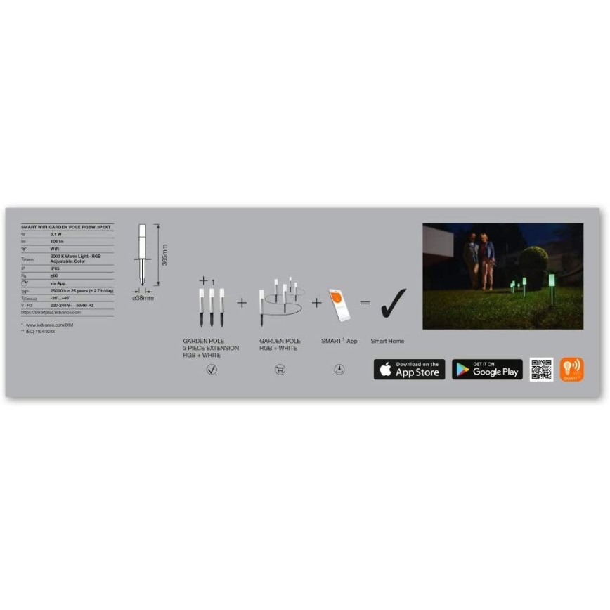 Ledvance - KIT de 3x LED RGBW Juego de expansión para lámpara exterior SMART+ MINI 3xLED/3,1W/230V IP65 Wi-Fi