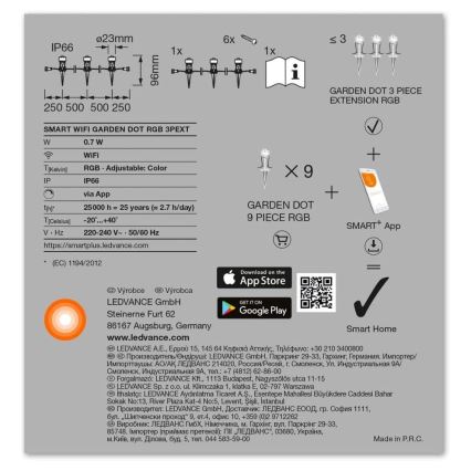 Ledvance - Kit de extensión exterior LED RGB SMART+ DOT 3xLED/0,7W/230V IP65 Wi-Fi