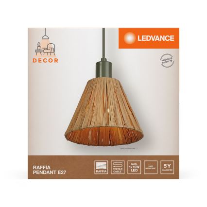 Ledvance - Lámpara colgante DECOR RAFFIA 1xE27/15W/230V rafia