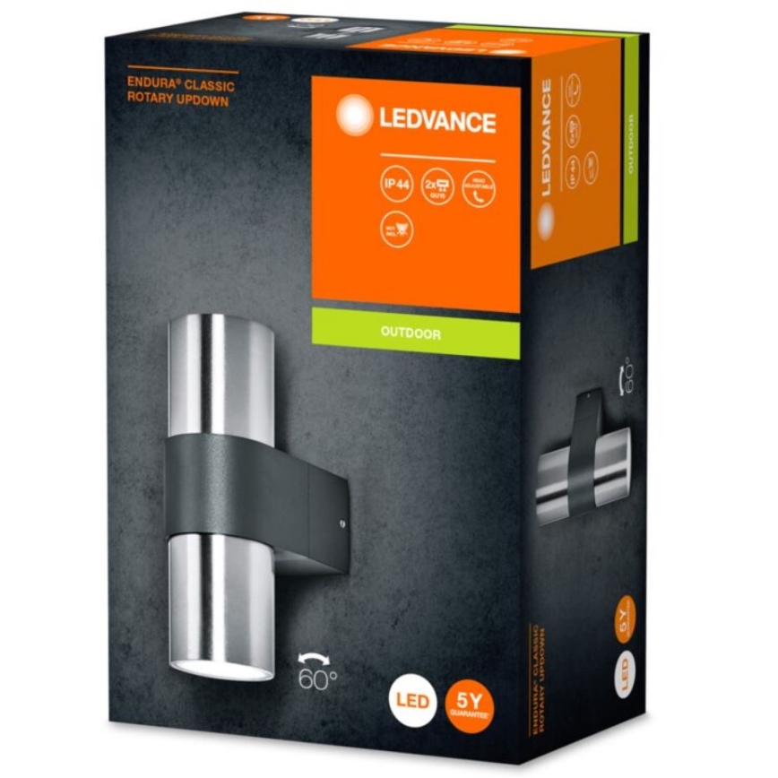 Ledvance - Lámpara de pared exterior ENDURA ROTARY 2xGU10/5W/230V IP44