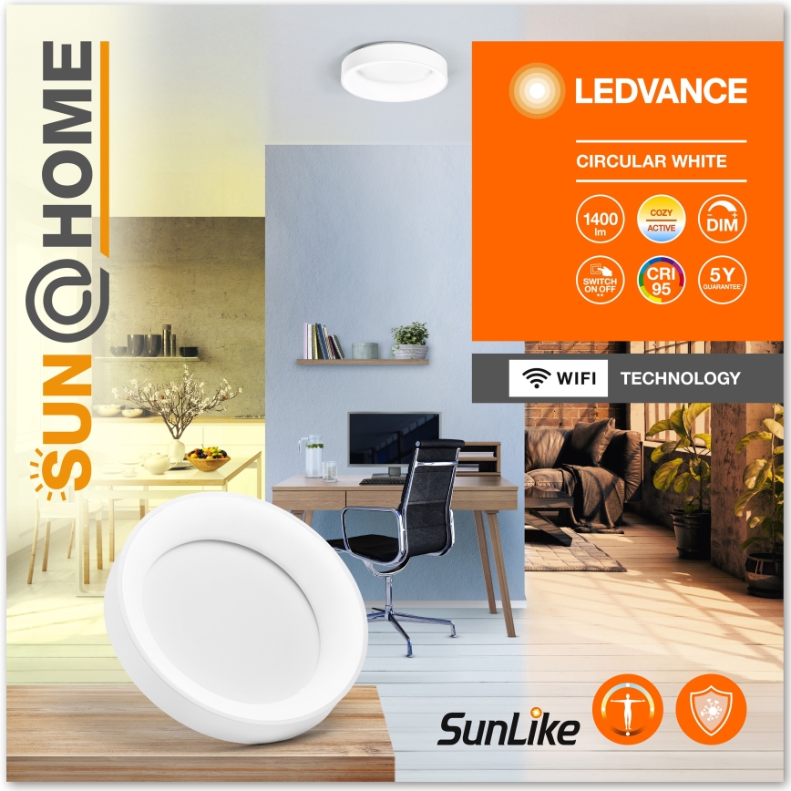 Ledvance - Lámpara de techo LED regulable SUN@HOME CIRCULAR LED/18,5W/230V Wi-Fi