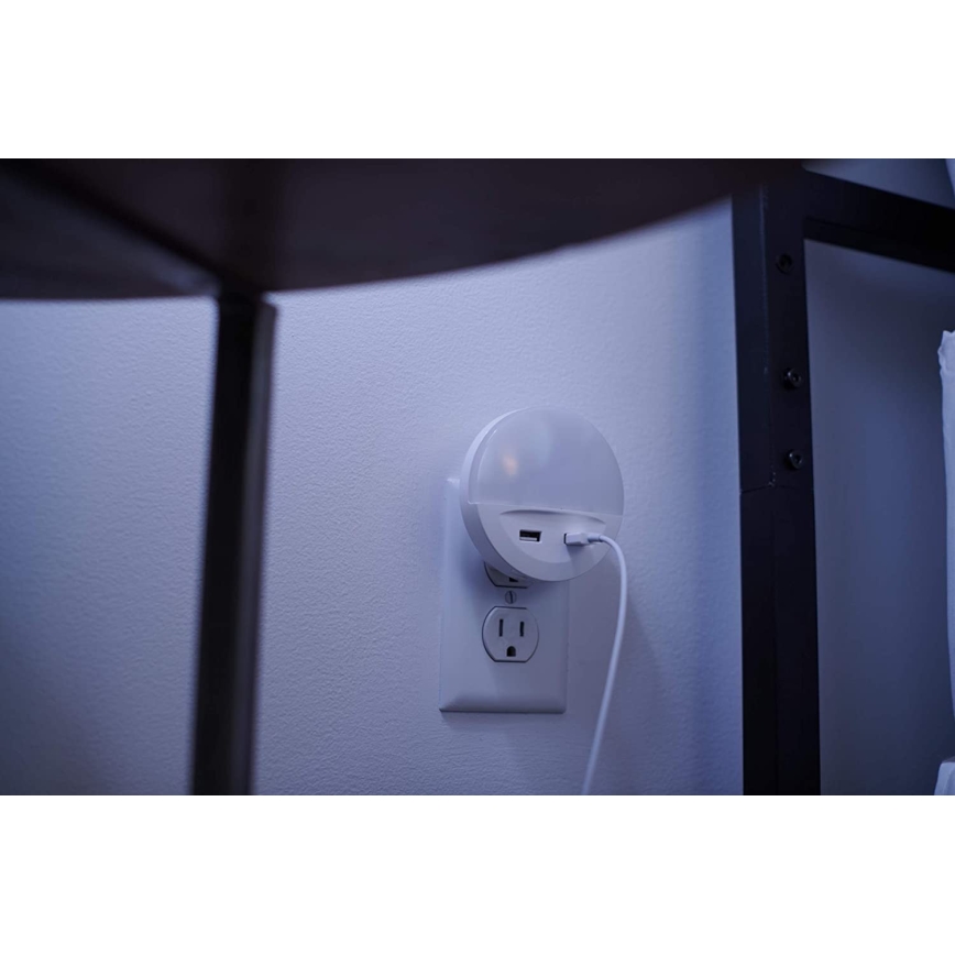 Ledvance - Lámpara nocturna LED en la toma con sensor LUNETTA 2xUSB LED/13W/230V